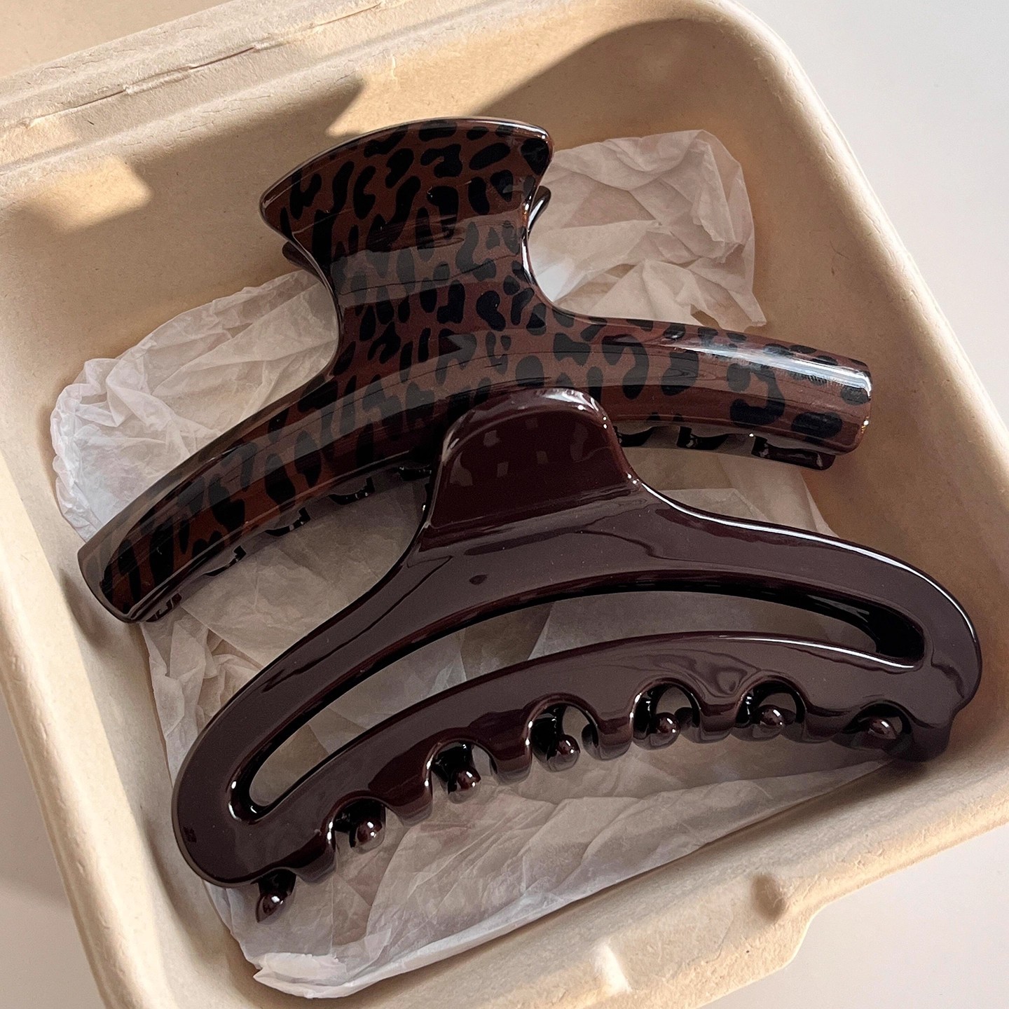 2 pezzi vintage stampa leopard - Hair Clip Claw Large recensione e prezzo